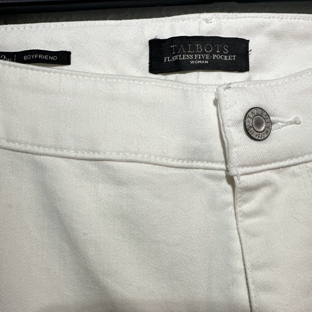TALBOTS Flawless Five Pocket Woman Jeans Stretch Cotton Blend Denim White S22w - Picture 3 of 7